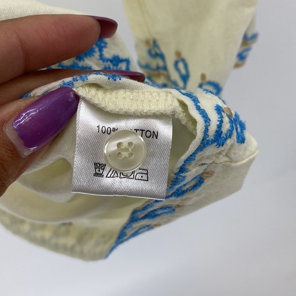 Ivory Cotton Floral Embroidered Long Sleeve Summer Top Johnny was vibes bohemian - Picture 6 of 8